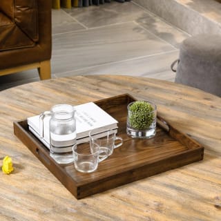 KINGCRAFT Square Black Walnut Serving Tray