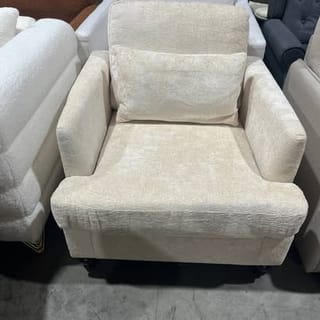 32.5 in. Beige Chenille Tufted Club Chair / Armchair with Solid Wood Frame