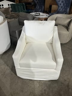 KINWELL Charles Slipcover Swivel Barrel Chair - White ($250 Price for 1) photo 2