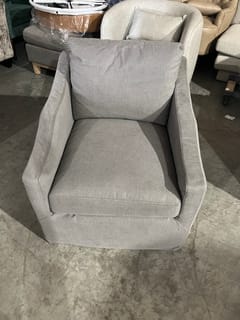 KINWELL Charles Slipcover Swivel Barrel Chair - Gray ($250 Price for 1)