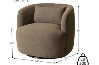 KINWELL Ashlie Linen Swivel Barrel Chair - Light Green photo 4