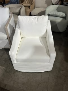KINWELL Charles Slipcover Swivel Barrel Chair - White ($250 Price for 1)
