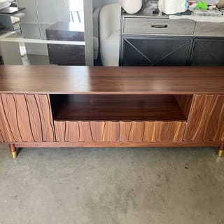 66.8''W Walnut Finish TV Stand with Cabinet and Shelves photo 3