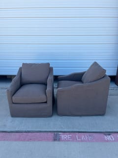 KINWELL Charles Slipcover Swivel Barrel Chair - Slate Gray ($250 Price for 1) photo 3