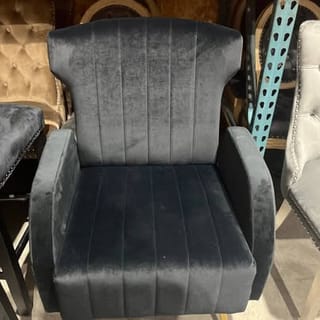 27.56 in. W Black Velvet Sofa Chair with Metal Legs