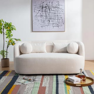 68-Inches Boucle Upholstered Loveseat 2 Deeper Seat Sherpa Sofa Couch
