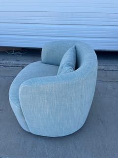 KINWELL Ashlie Linen Swivel Barrel Chair - Light Green photo 2