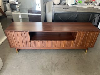 66.8''W Walnut Finish TV Stand with Cabinet and Shelves
