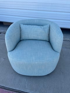KINWELL Ashlie Linen Swivel Barrel Chair - Light Green