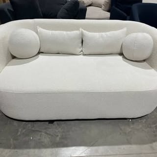 68" Boucle Upholstered Loveseat with 4 Toss Pillows - Beige
