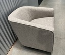 Light Gray Poly Blend Boucle Upholstered Swivel Barrel Chair