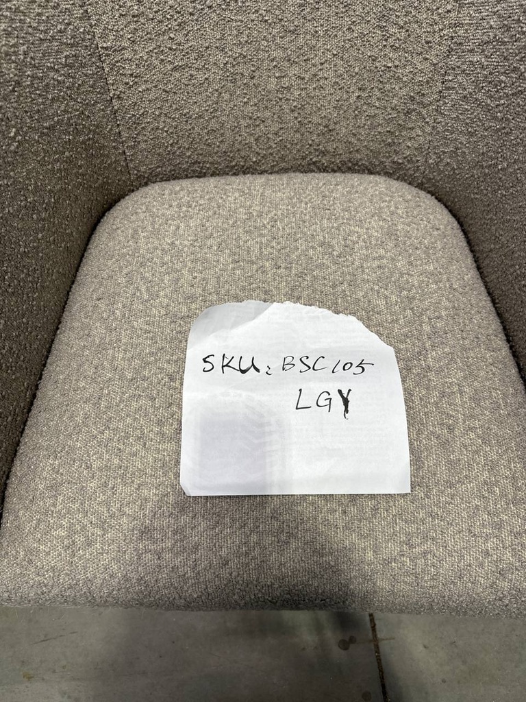 Light Gray Poly Blend Boucle Upholstered Swivel Barrel Chair