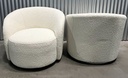 34 in. Cream Upholstered Swivel Barrel Armchair