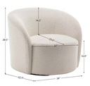 34 in. Cream Upholstered Swivel Barrel Armchair