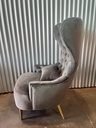 Grey Upholstered Tufted High Wingback Chair