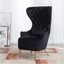 Grey Upholstered Tufted High Wingback Chair