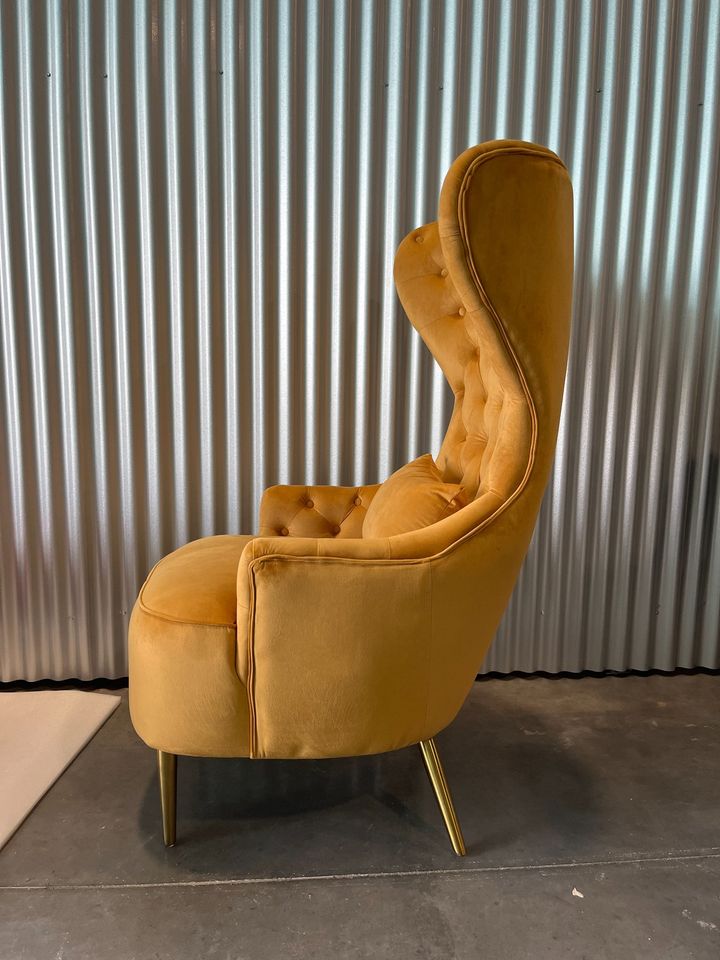 Grey Upholstered Tufted High Wingback Chair