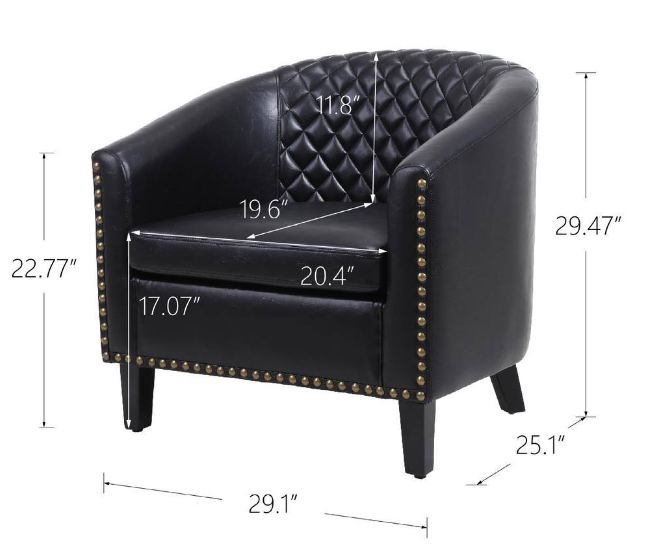 Modern Upholstered Black Velvet Accent Arm Chair with Removable Cushion and Pillow