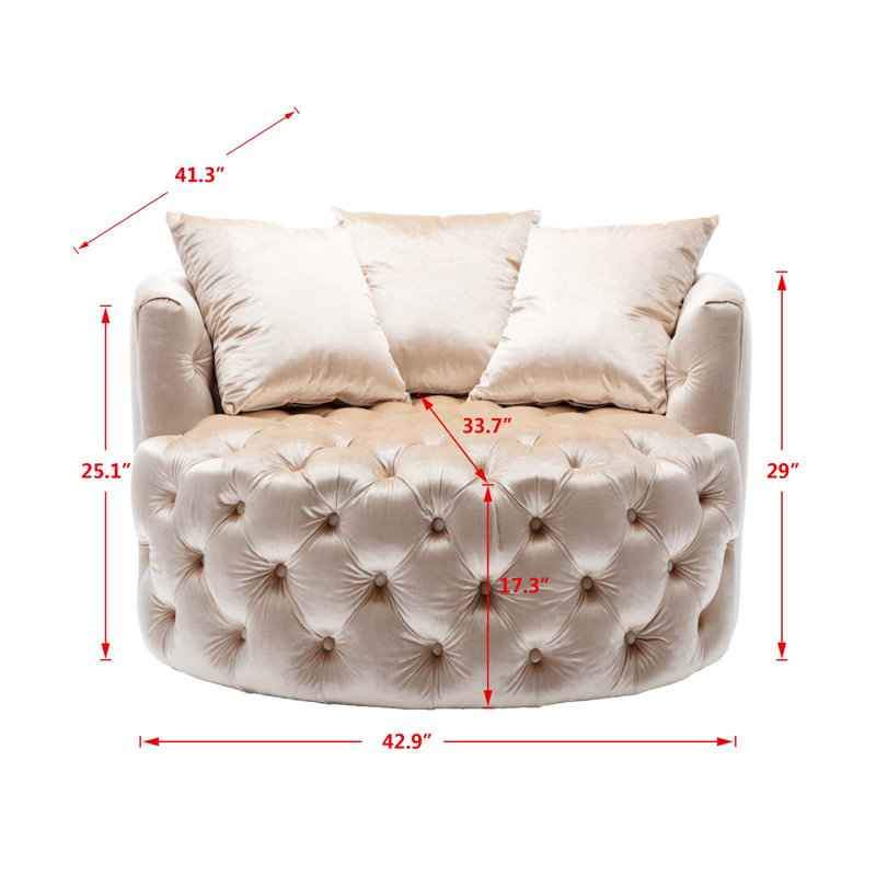 43in Black Swivel Accent Chair Barrel Chair