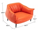 Orange Contemporary PU Upholstery Barrel Chair with Elegant Metal Legs