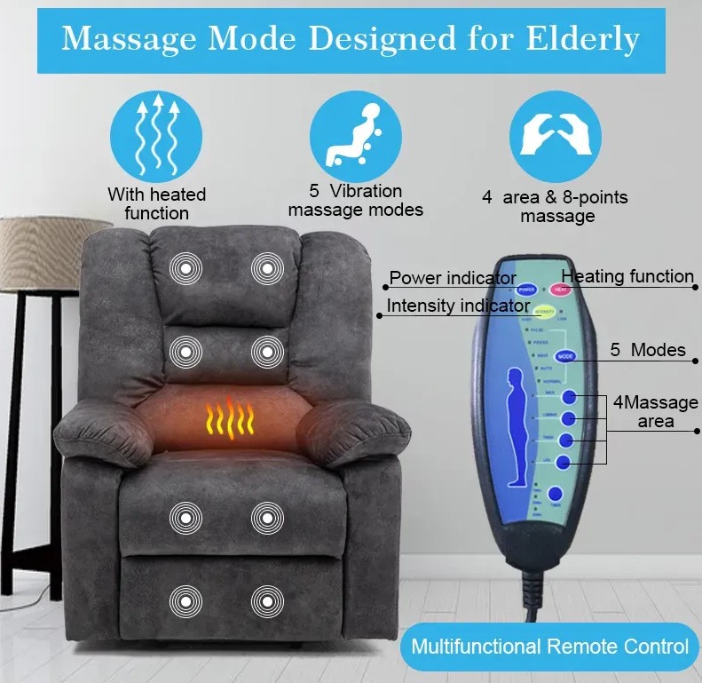 Gray Fabric Recliners Powered Lift Chair