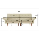 67 in. Width Beige Linen Sofa Bed, Futon