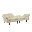 67 in. Width Beige Linen Sofa Bed, Futon