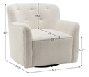 Modern Cream Upholstered Tufted Armchair with 360° Swivel