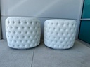 Cream Boucle Tufted Upholstered Swivel Armchair