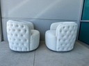 Cream Boucle Tufted Upholstered Swivel Armchair