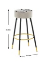 30.3 in. Bar Height Backless Metal Upholstered Velvet Bar Stool with Footrest (Set of 2)
