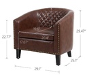 Modern PU Leather Upholstered Accent Barrel Chair with Nailheads and Solid Wood Legs