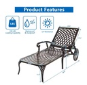 Bronze Metal Adjustable Outdoor Chaise Lounge without cushion