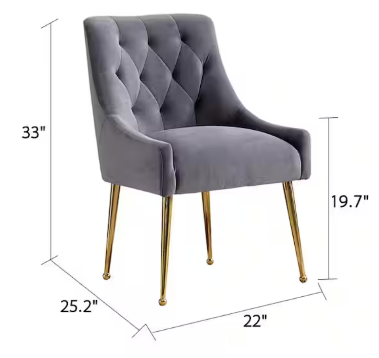Mid Century Modern Tufted Upholstered Dining Arm Chair