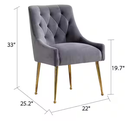 Mid Century Modern Tufted Upholstered Dining Arm Chair