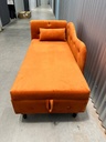Buttons Tufted Nailhead Trimmed Velvet Chaise Lounge with 1-Pillow