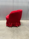 Modern Comfy Upholstered Red Velvet Swivel Barrel Accent Chair with Skirt