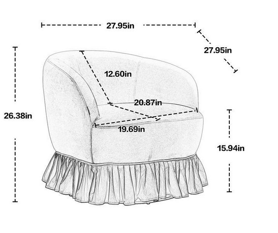 Modern Comfy Upholstered Red Velvet Swivel Barrel Accent Chair with Skirt