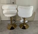Ivory Velvet Upholstered Bar Stools Dining Chairs (set of 2)