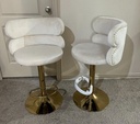 Ivory Velvet Upholstered Bar Stools Dining Chairs (set of 2)