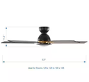 52 in. Integrated LED Indoor Black Ceiling Fans with Light and Remote Control