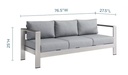 Shore Silver Gray Outdoor Patio Aluminum Sofa
