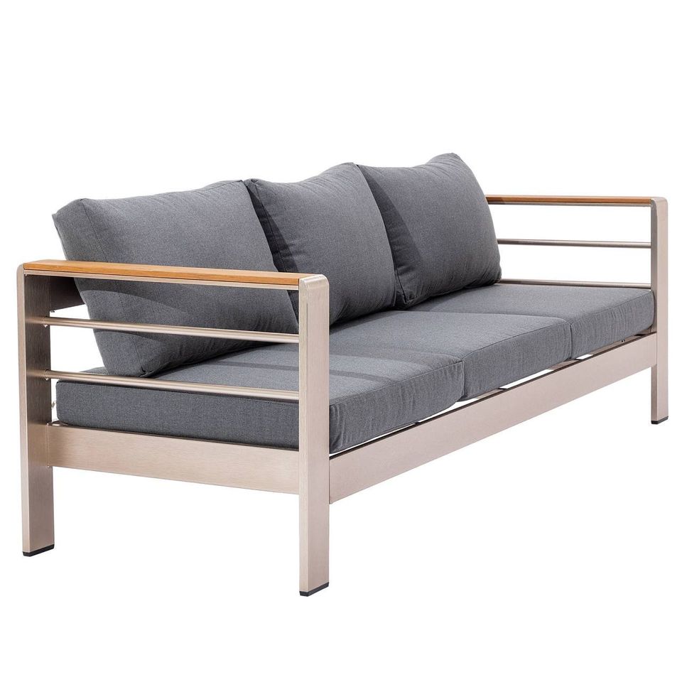 Shore Silver Gray Outdoor Patio Aluminum Sofa