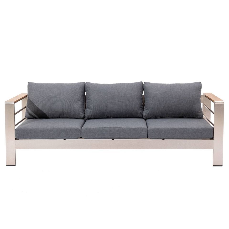 Shore Silver Gray Outdoor Patio Aluminum Sofa