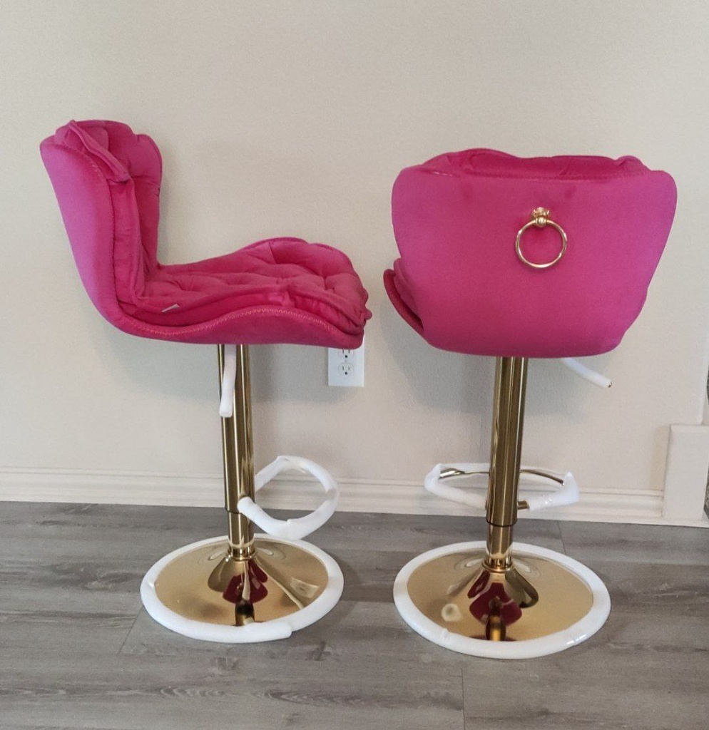 Counter Height Adjustable BarStools with Velvet Tufted Upholstered