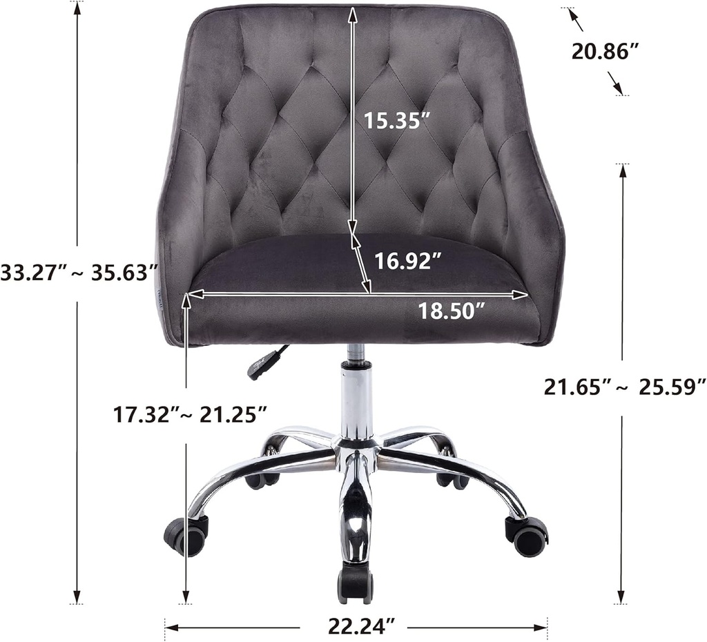 Velvet Home Office Desk Chair 360° Swivel