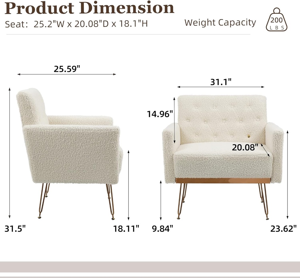 Teddy Accent Chair with Arm for Living Room