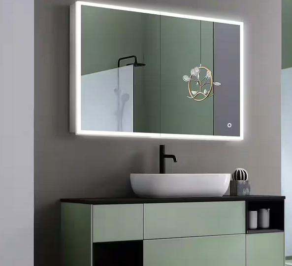 30 in. W x 24 in. H Rectangular Silver Aluminum Recessed or Surface Mount Medicine Cabinet with Mirror