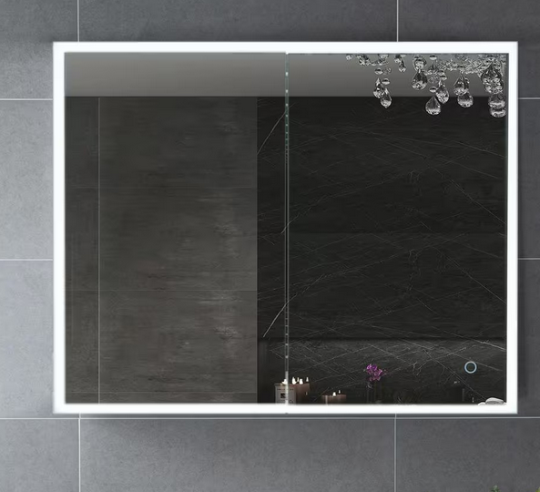 30 in. W x 24 in. H Rectangular Silver Aluminum Recessed or Surface Mount Medicine Cabinet with Mirror