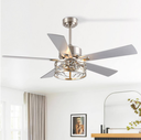 52 in. Indoor Satin Nickel Chandelier Ceiling Fan with Light Kit and Remote Control Included